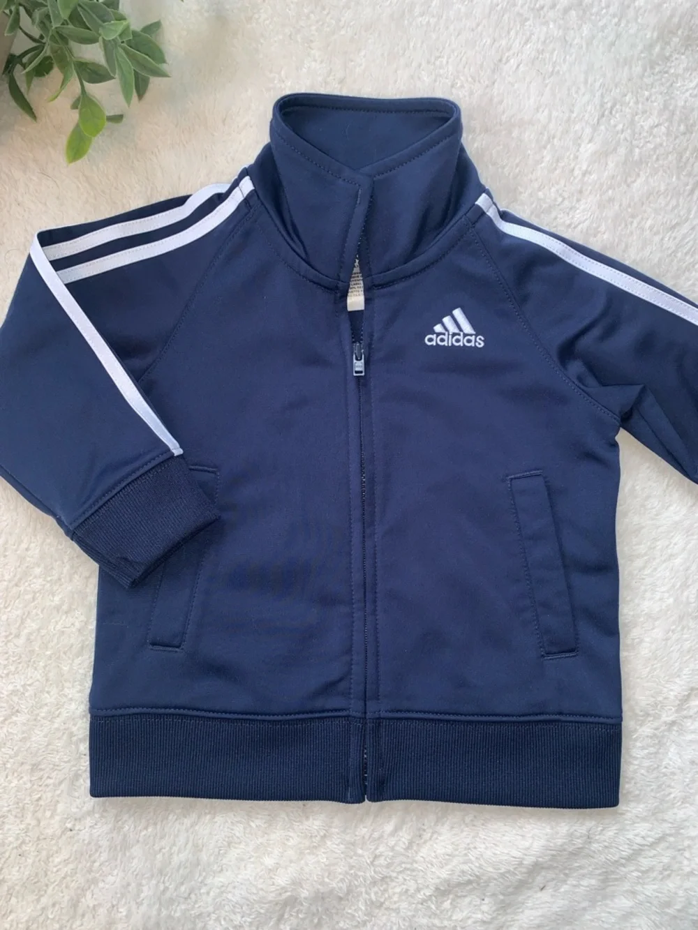 Adidas Navy Blue Jacket 18M Boy Logo on back EUC